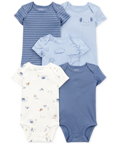 Carter's Baby Boys Round Neck Short Sleeve Rib 5-pc. Bodysuit