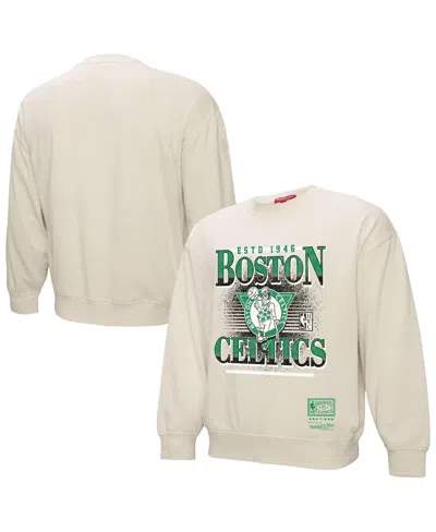 Mitchell & Ness Women's Cream Boston Celtics Oversprayed Pullover Sweatshirt In Neutral