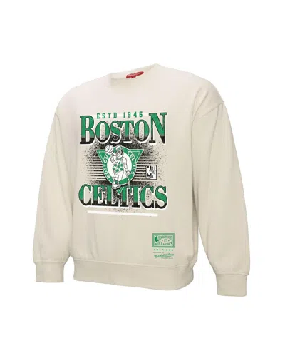 Mitchell & Ness Women's Cream Boston Celtics Oversprayed Pullover Sweatshirt In Neutral