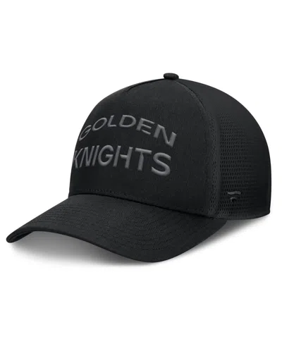 Fanatics Men's Black Vegas Golden Knights Authentic Pro Road Stack Text A-frame Adjustable Hat
