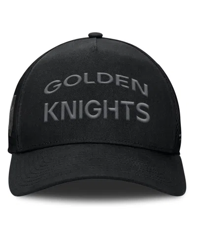 Fanatics Men's Black Vegas Golden Knights Authentic Pro Road Stack Text A-frame Adjustable Hat