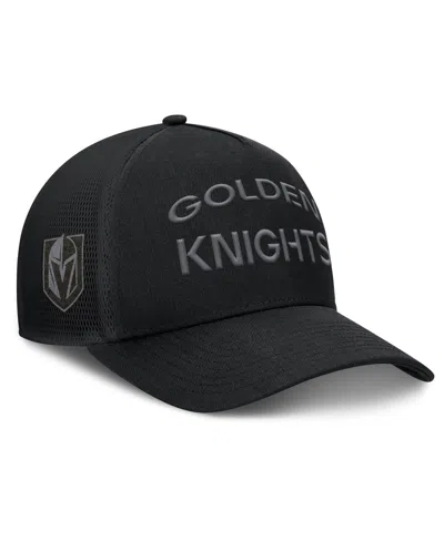 Fanatics Men's Black Vegas Golden Knights Authentic Pro Road Stack Text A-frame Adjustable Hat