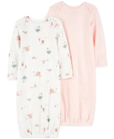Carter's Baby Girls Rib Round Neck Long Sleeve 2-pc. Nightgown