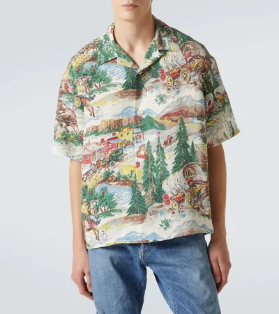 Visvim Crosby Convertible-collar Printed Silk Shirt In Multi