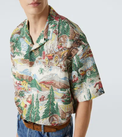 Visvim Crosby Convertible-collar Printed Silk Shirt In Multi
