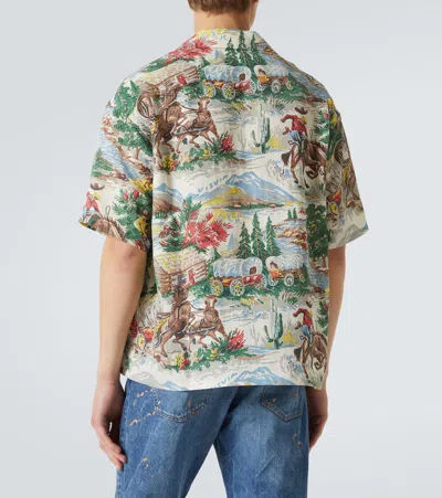 Visvim Crosby Convertible-collar Printed Silk Shirt In Multi