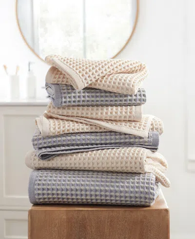 Dkny Pure Yarn Dyed Waffle Cotton Bath And Hand Towel 4-piece Set In Gray