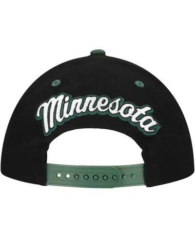 Mitchell & Ness Men's Black/green Minnesota Wild Backside Script 2-tone Pro Crown Adjustable Hat