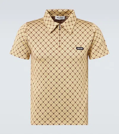 Miu Miu Polohemd Aus Seiden-piqué In Brown