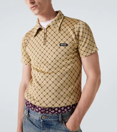 Miu Miu Polohemd Aus Seiden-piqué In Brown