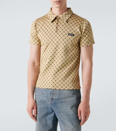 Miu Miu Polohemd Aus Seiden-piqué In Brown