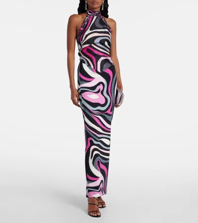 Pucci Marmo-printed High-waisted Maxi Skirt In Multi