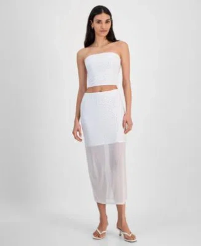 Bar Iii Womens Strapless Top Midi Skirt Exclusively At Macys In White