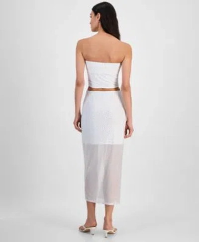 Bar Iii Womens Strapless Top Midi Skirt Exclusively At Macys In White
