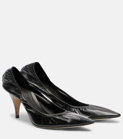 The Row Leather Liisa Point Toe Pumps 8cm In Black