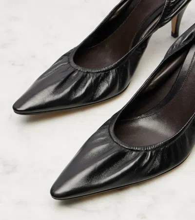 The Row Leather Liisa Point Toe Pumps 8cm In Black