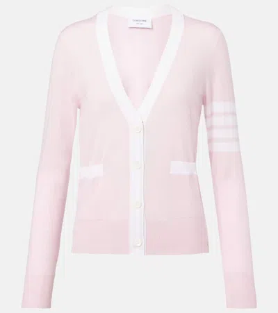 Thom Browne Contrast-border Cotton Cardigan In Pink