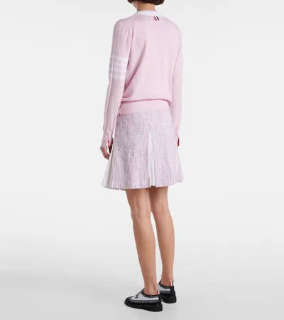 Thom Browne Contrast-border Cotton Cardigan In Pink