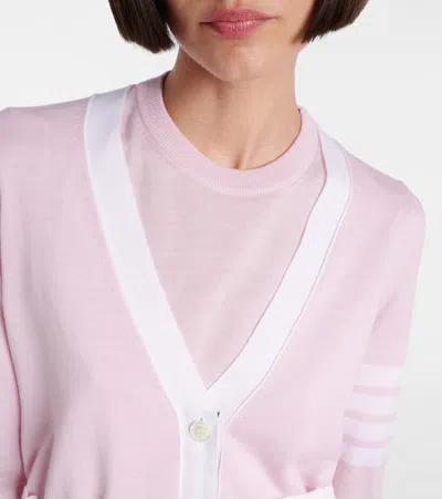 Thom Browne Contrast-border Cotton Cardigan In Pink