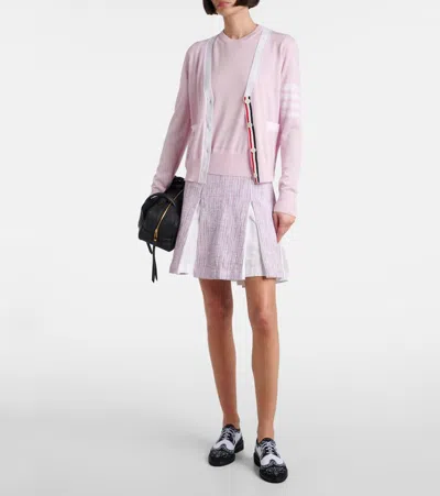 Thom Browne Contrast-border Cotton Cardigan In Pink