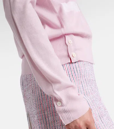 Thom Browne Contrast-border Cotton Cardigan In Pink