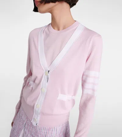 Thom Browne Contrast-border Cotton Cardigan In Pink