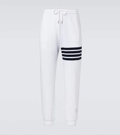 Thom Browne Cotton Sweatpants With Signature Stripe Detail In White