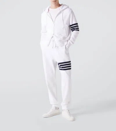 Thom Browne Cotton Sweatpants With Signature Stripe Detail In White