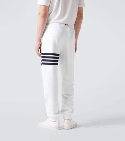 Thom Browne Cotton Sweatpants With Signature Stripe Detail In White