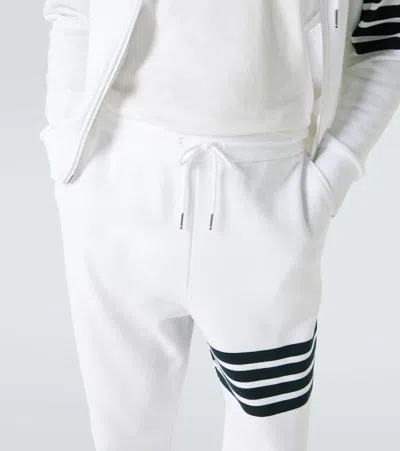 Thom Browne Cotton Sweatpants With Signature Stripe Detail In White