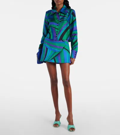 Amina Muaddi Satin Open-toe Sandals With Crystal Embellishments In Blue