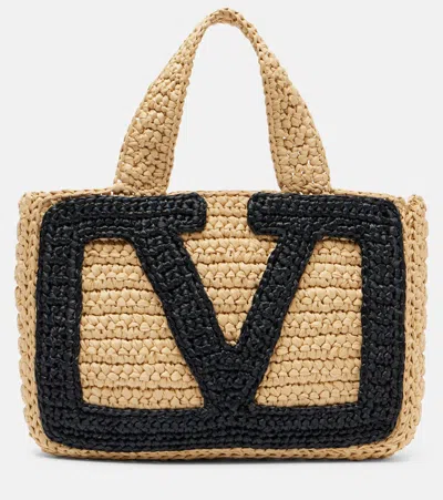 Valentino Garavani Viva Superstar Crochet Small Tote Bag In Neutral