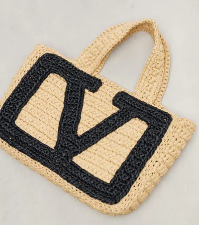 Valentino Garavani Viva Superstar Crochet Small Tote Bag In Neutral