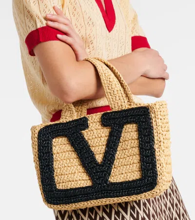 Valentino Garavani Viva Superstar Crochet Small Tote Bag In Neutral