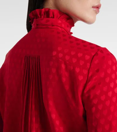 Valentino Crepe De Chine Shirt With Cour De Coeur Print In Red