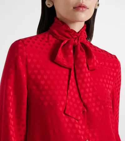 Valentino Crepe De Chine Shirt With Cour De Coeur Print In Red