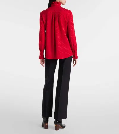 Valentino Crepe De Chine Shirt With Cour De Coeur Print In Red