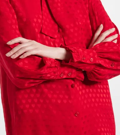 Valentino Crepe De Chine Shirt With Cour De Coeur Print In Red