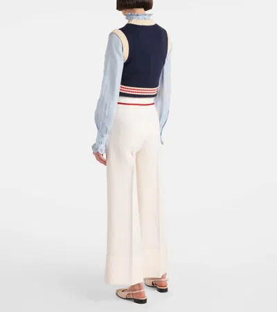 Valentino Ivory Trousers With Gold V In Neutral