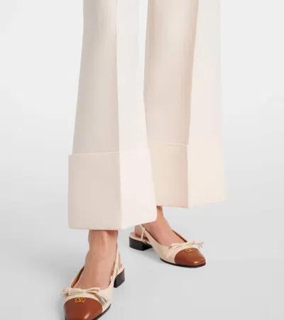Valentino Ivory Trousers With Gold V In Neutral
