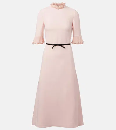 Valentino Cady Dress With Bow Detail And Ruffles In Pink