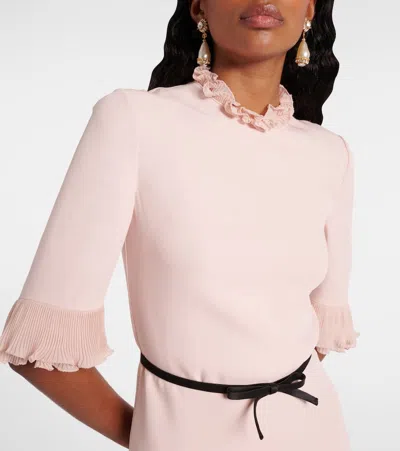 Valentino Cady Dress With Bow Detail And Ruffles In Pink
