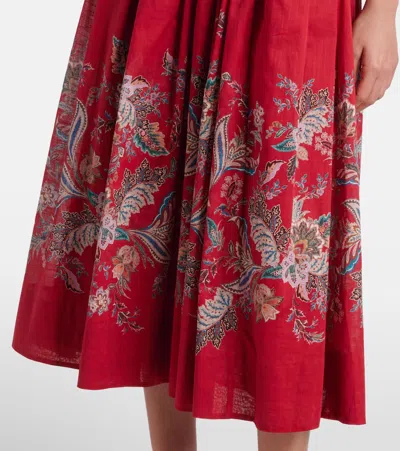 Zimmermann Rhiannon Cotton Corset Midi Dress In Red