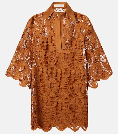 Zimmermann Coco Lace Tunic Top In Biscuit In Brown