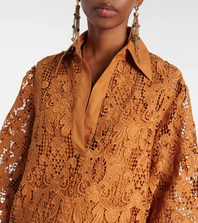 Zimmermann Coco Lace Tunic Top In Biscuit In Brown