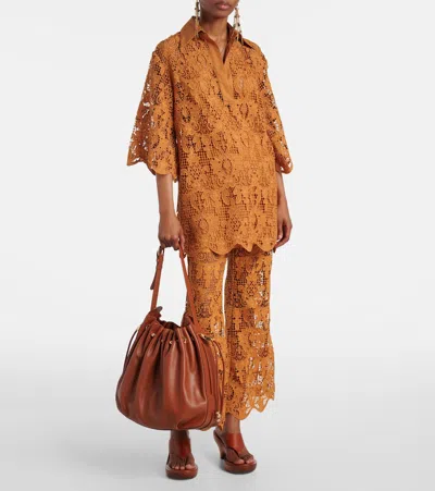 Zimmermann Coco Lace Tunic Top In Biscuit In Brown