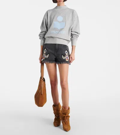 Isabel Marant Étoile Relaxed-fit Heather Grey Sweatshirt With Minimalist Logo In Gray