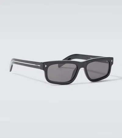 Prada Logo Rectangular Sunglasses In Black