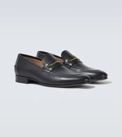 Valentino Garavani Vlogo Signautre Leather Loafers In Black