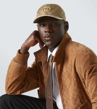Gucci Men Cappuccino Gg Fabric Baseball Cap In Brown
